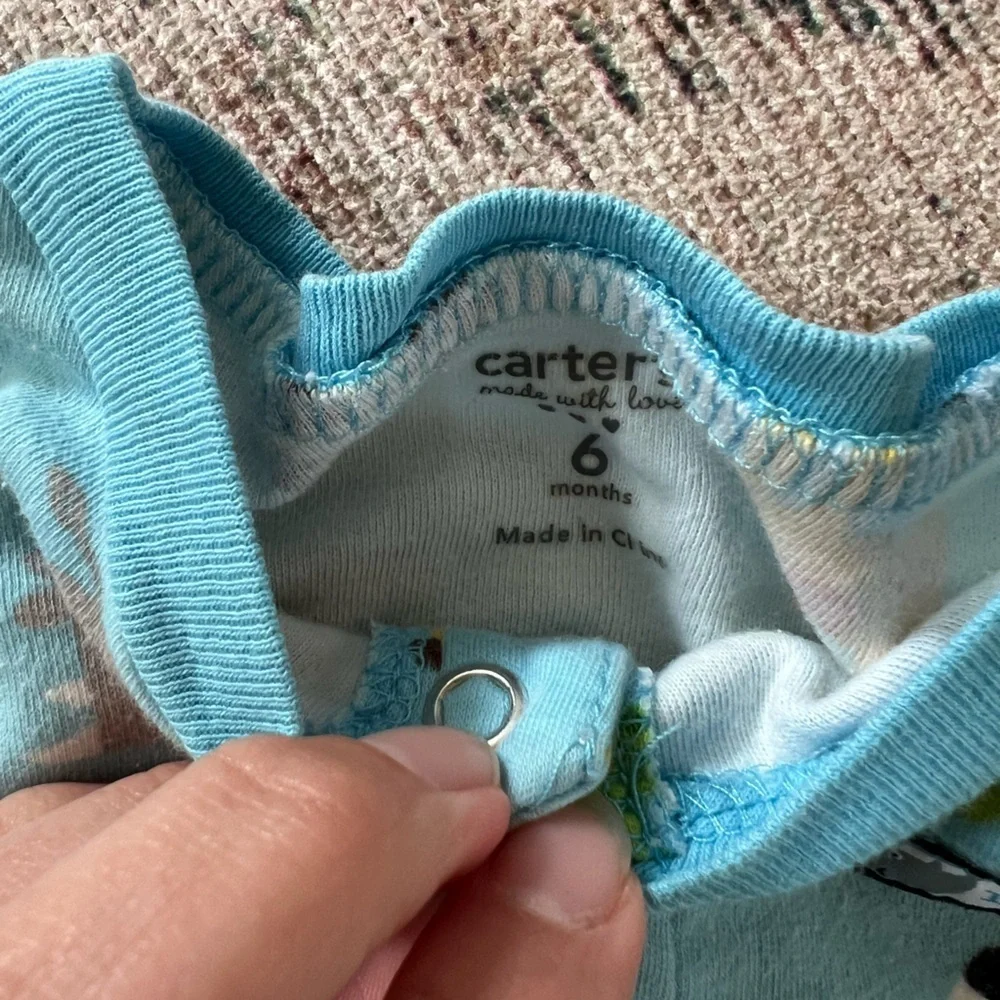 Carter's Blue and Yellow Footie One Piece with Animal Prints